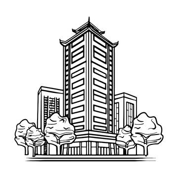 简约城市高楼线稿