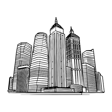 简约高楼大厦线稿元素