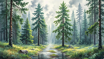 雨后的森林小溪