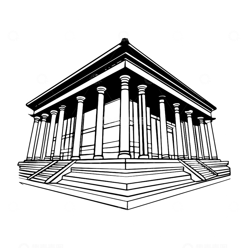 源文件下载【趣麦麦图】古希腊建筑线稿