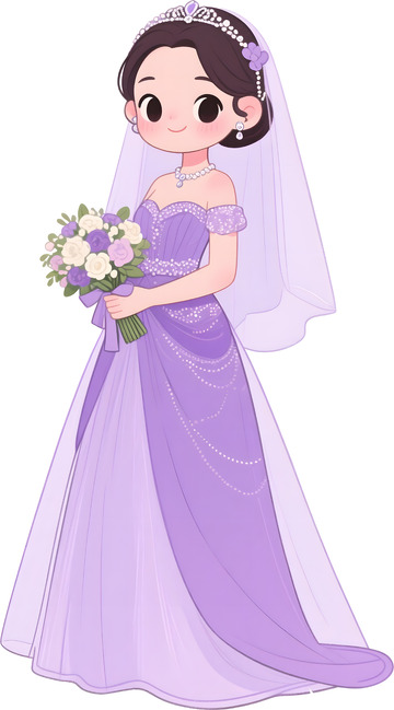 紫色婚纱新娘