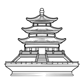 简约古塔元素线稿