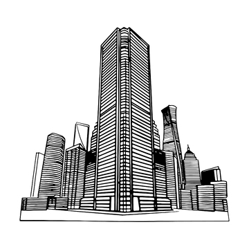 简约房屋大厦线稿元素