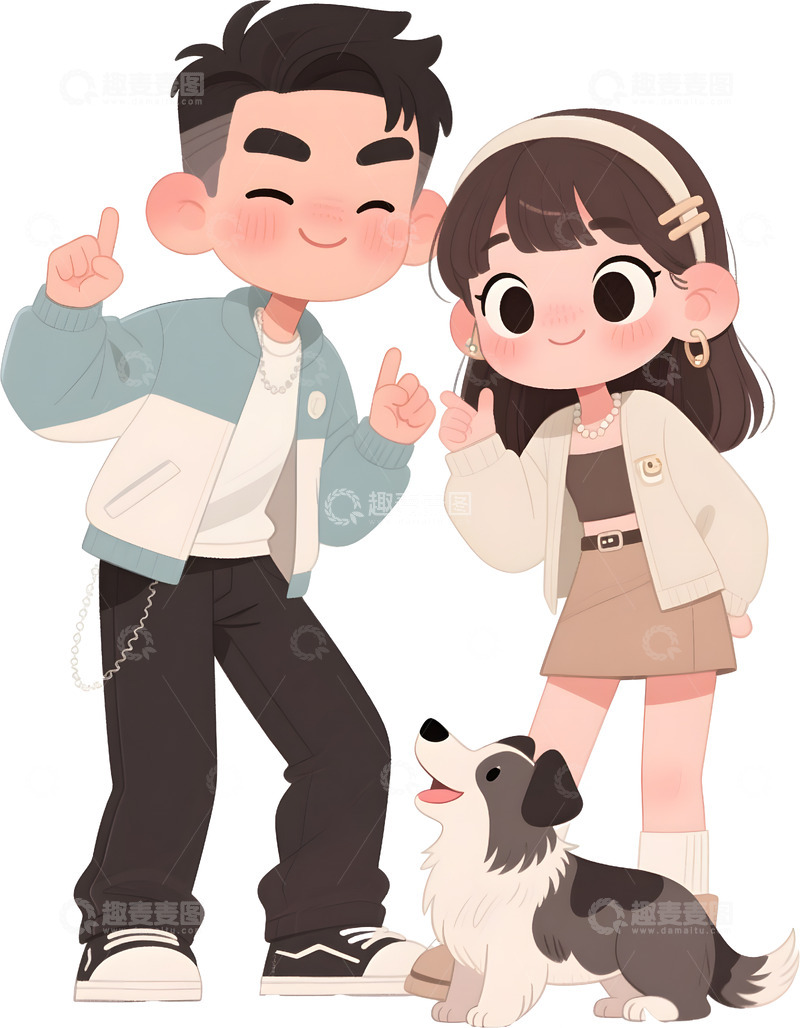 高清大图下载【趣麦麦图】男女卡通人物