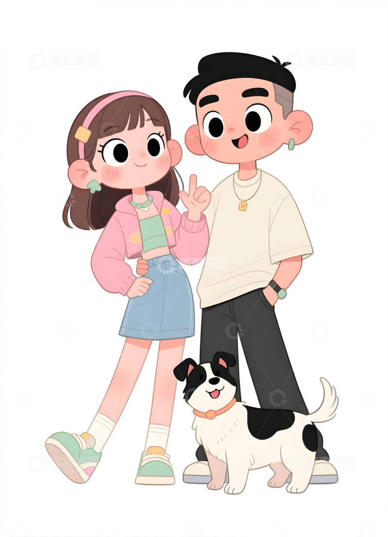高清大图下载【趣麦麦图】卡通情侣插画