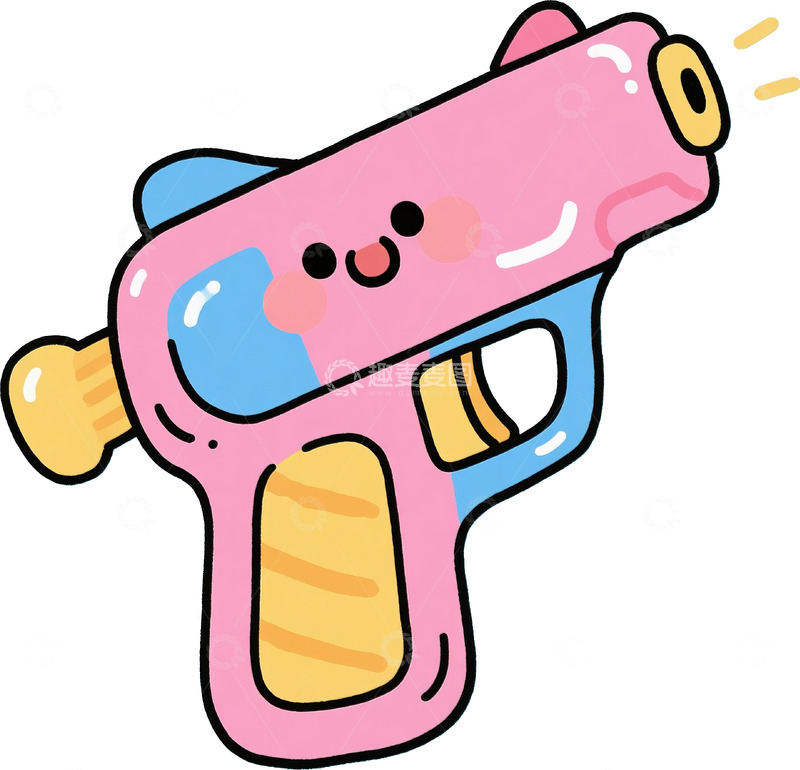 高清大图下载【趣麦麦图】AICG免抠儿童卡通激光枪粉色蓝色