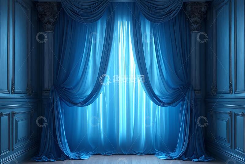 高清大图下载【趣麦麦图】窗帘或窗帘蓝色背景_1