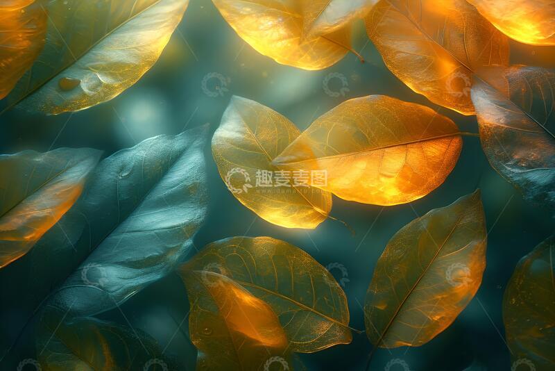 抽象透明叶子清新背景_6