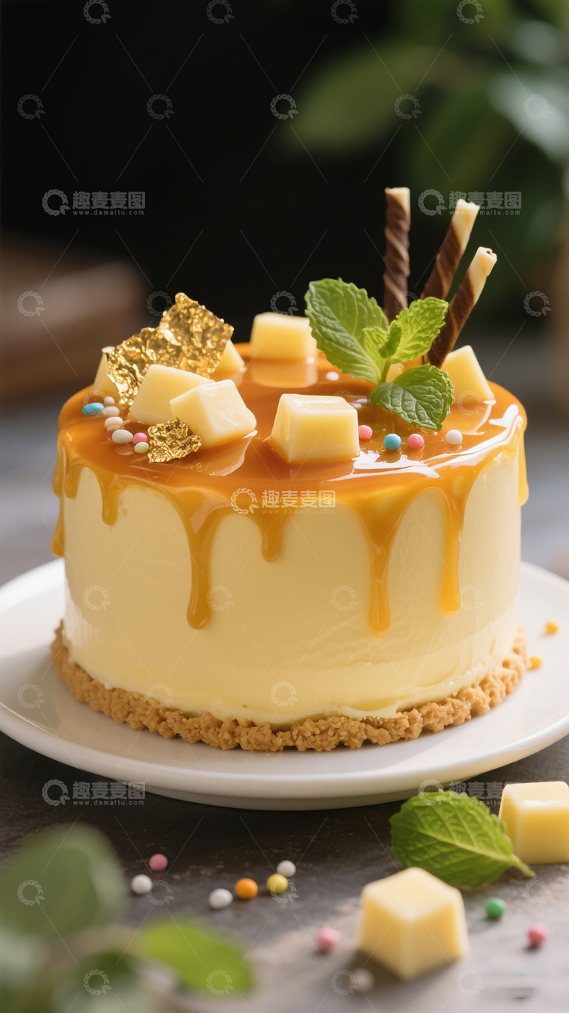 高清大图下载【趣麦麦图】焦糖淋面芝士蛋糕甜蜜与精致的交融