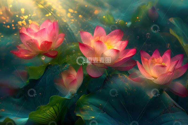 高清大图下载【趣麦麦图】抽象艺术感清新荷花背景_6