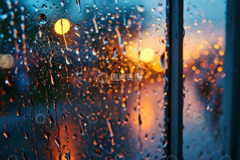 高清大图下载【趣麦麦图】窗户的特写全被雨滴覆盖_3