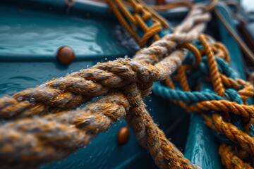 船的锚索被缠结的近景_8