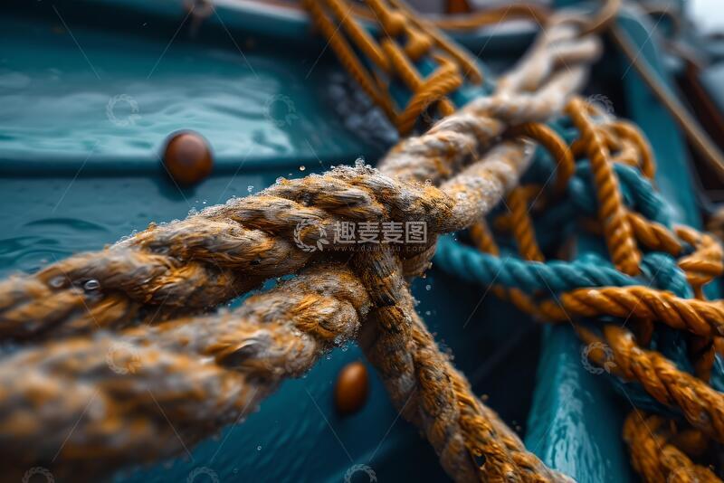 高清大图下载【趣麦麦图】船的锚索被缠结的近景_8