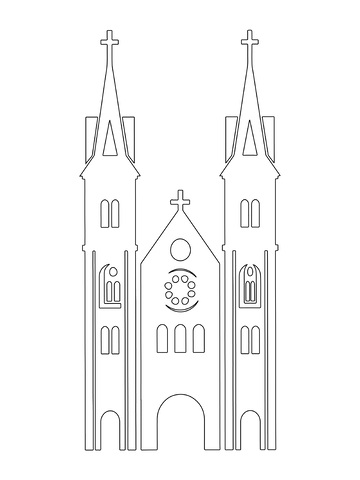教堂城堡礼拜堂高塔建筑线稿线描建筑物
