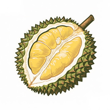 手绘榴莲插画插图