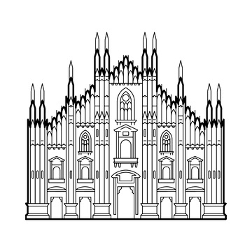 城堡教堂礼拜堂高塔建筑线稿建筑物