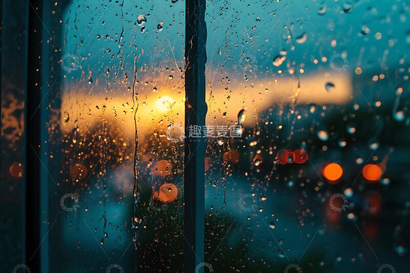高清大图下载【趣麦麦图】窗户的特写全被雨滴覆盖_1