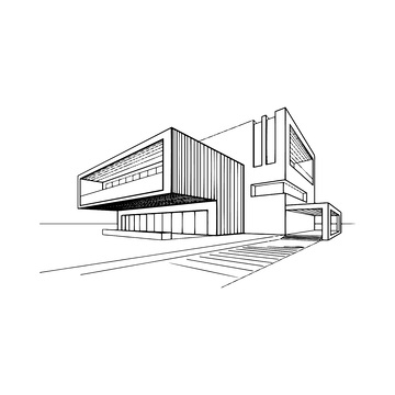 博物馆歌剧院别墅建筑线稿线描建筑物