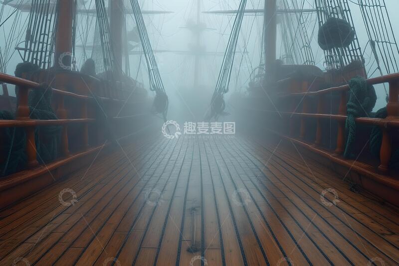 高清大图下载【趣麦麦图】船甲板上有浓雾_1