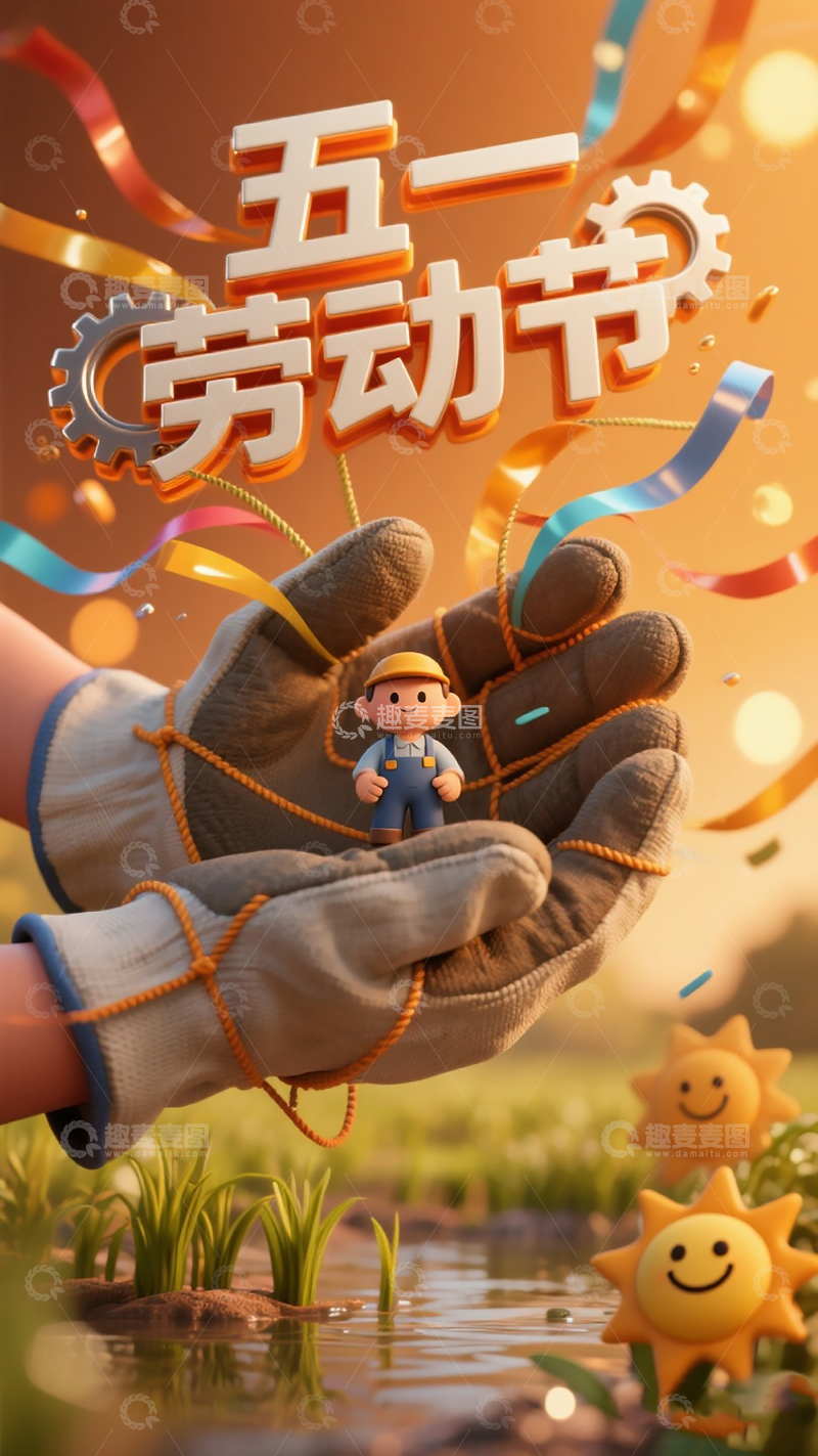 微距视角的3D劳动手套特写2