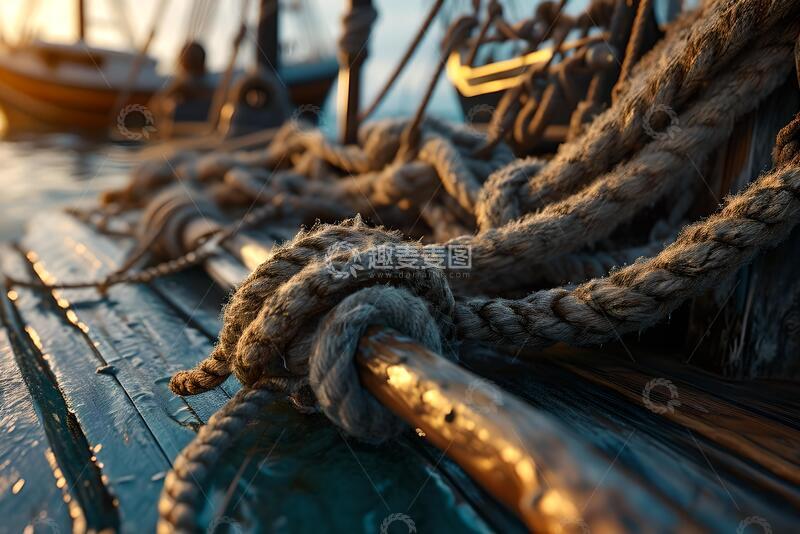 高清大图下载【趣麦麦图】船的锚索被缠结的近景_6
