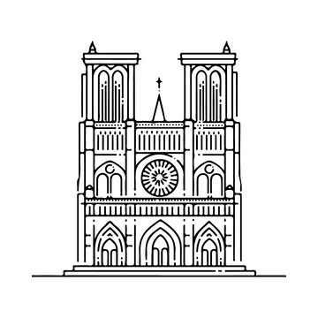 欧式教堂城堡高楼居民楼建筑线稿建筑物