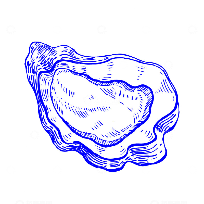 源文件下载【趣麦麦图】-海鲜食材贝类生蚝线稿插画版画