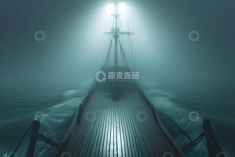 高清大图下载【趣麦麦图】船甲板上有浓雾_6