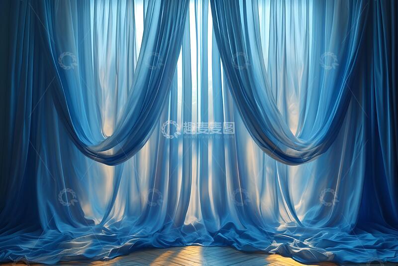 高清大图下载【趣麦麦图】窗帘或窗帘蓝色背景_7