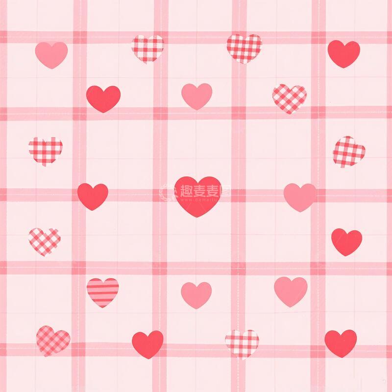 高清大图下载【趣麦麦图】网格爱心爱情图案