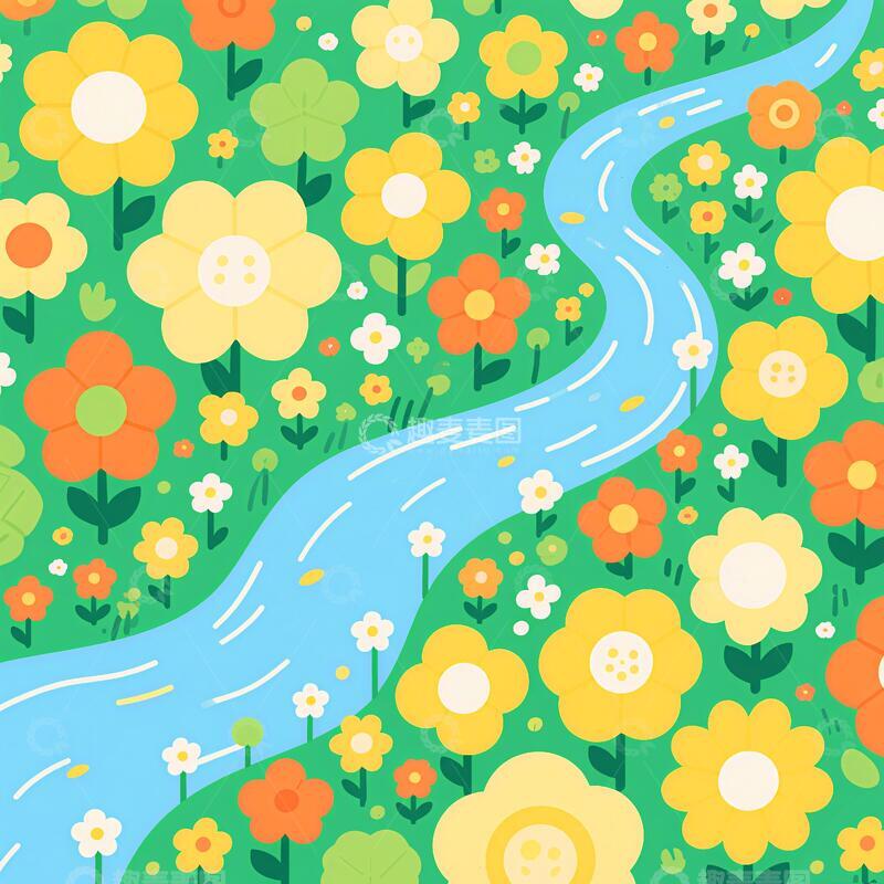 花卉流水图案