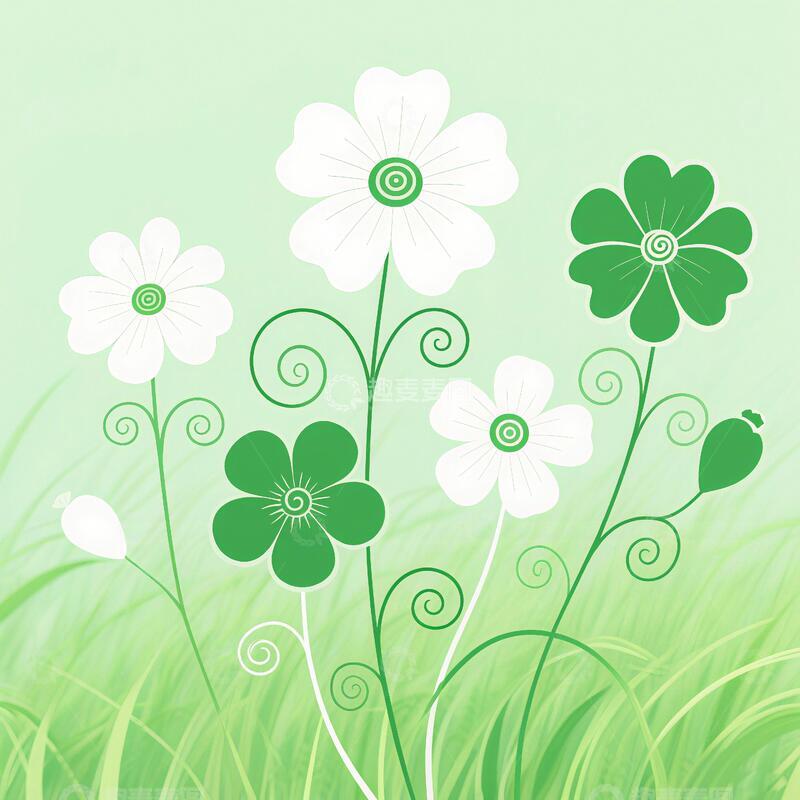 高清大图下载【趣麦麦图】淡绿色田园风被罩图案