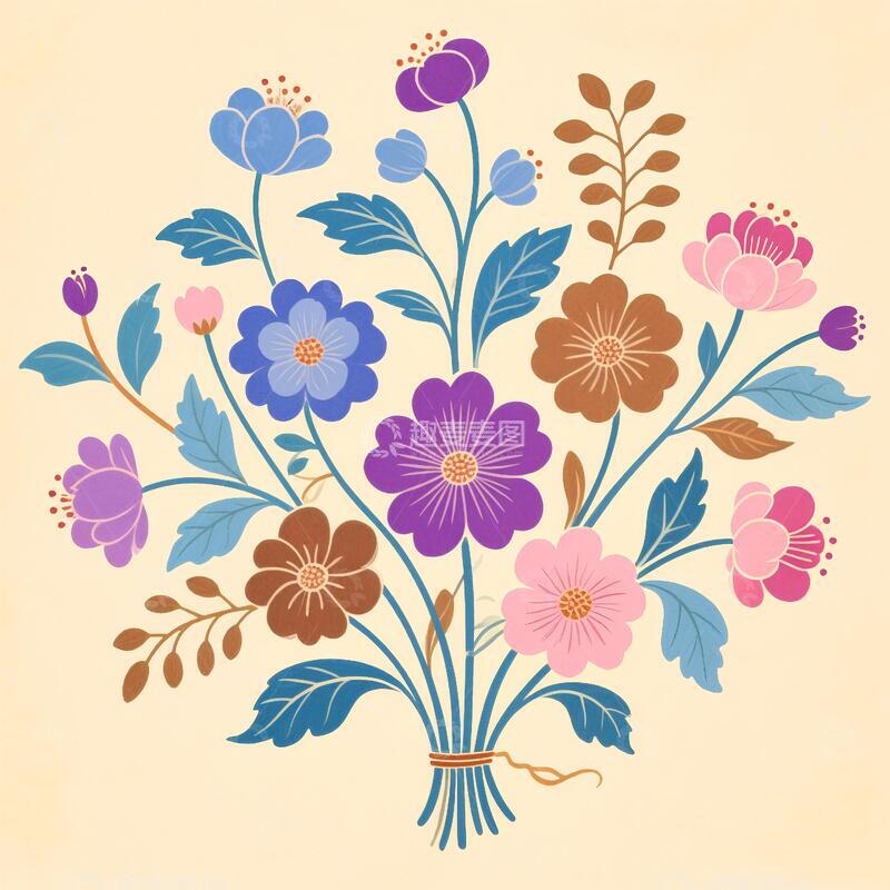 高清大图下载【趣麦麦图】风简约花朵图案