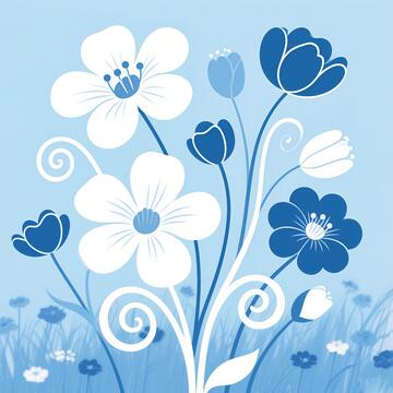 淡蓝色田园风被套图案