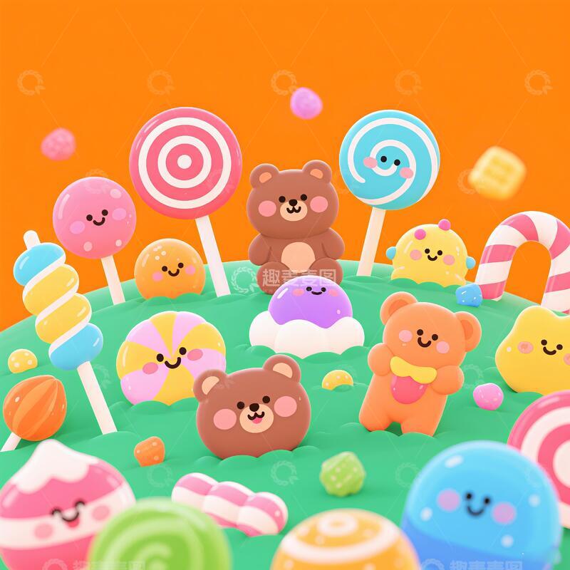 高清大图下载【趣麦麦图】棒棒糖卡通被套图案