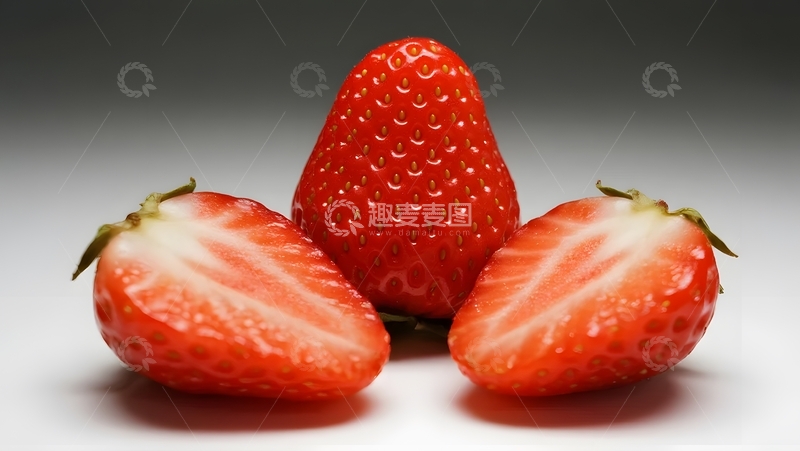 高清大图下载【趣麦麦图】诱人清甜草莓鲜切