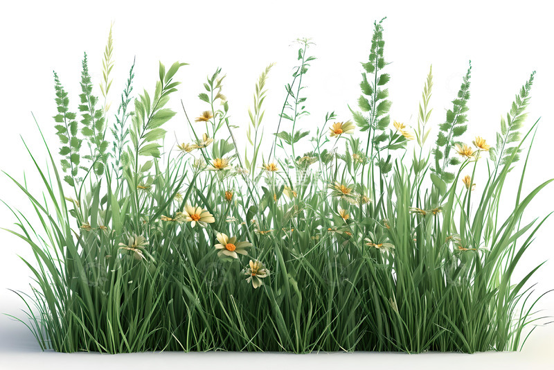高清大图下载【趣麦麦图】3D草草地草丛夏天插画_1