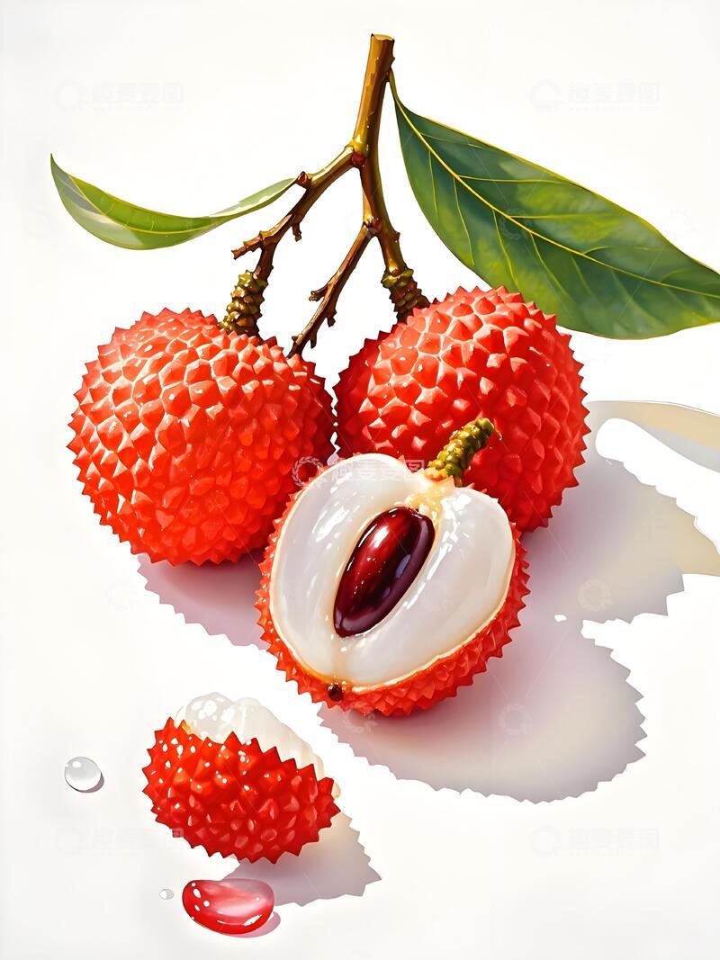 高清大图下载【趣麦麦图】半剖荔枝 白肉红核 生鲜电商素材