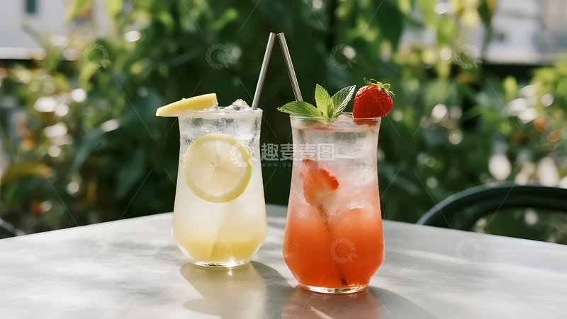 高清大图下载【趣麦麦图】双杯鲜果气泡水之美