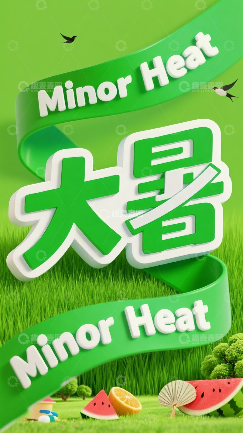 高清大图下载【趣麦麦图】大暑节气海报15