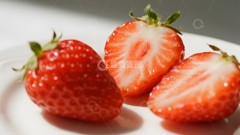 高清大图下载【趣麦麦图】鲜润质感草莓切片
