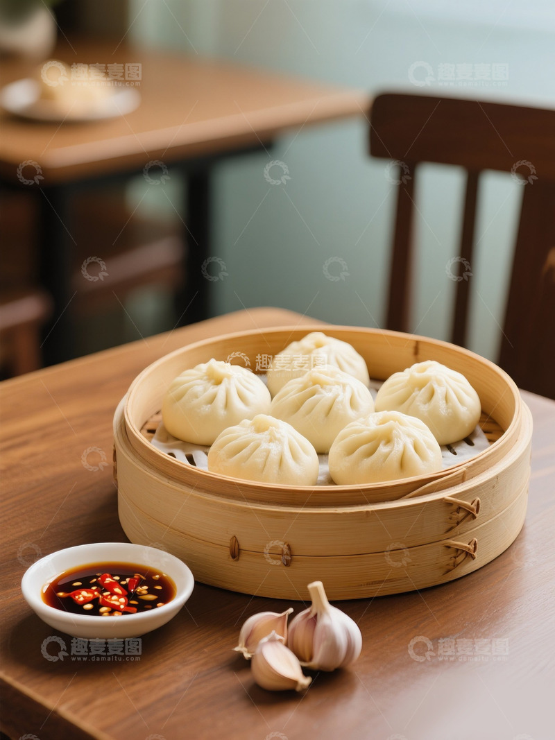 高清大图下载【趣麦麦图】餐桌上的小笼包美食摄影