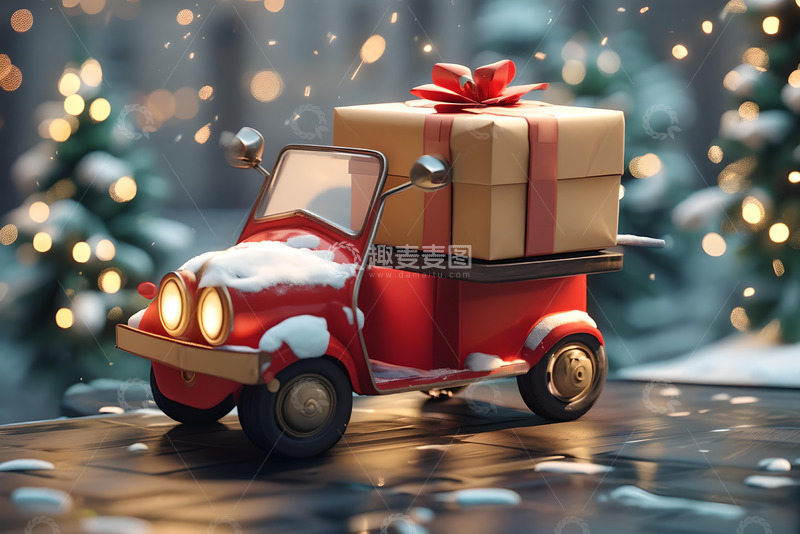 高清大图下载【趣麦麦图】3D运送礼物的小车_1