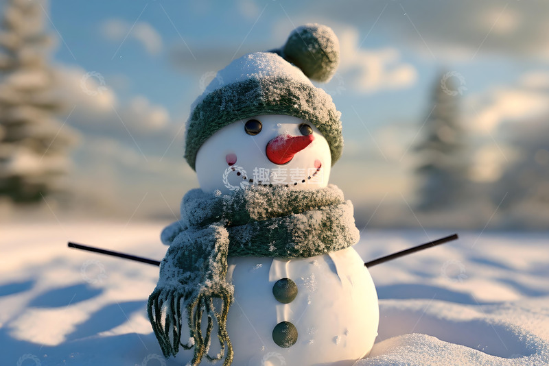 高清大图下载【趣麦麦图】3D雪人素材_2