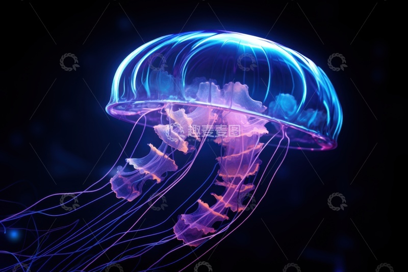 高清大图下载【趣麦麦图】一只游泳的水母