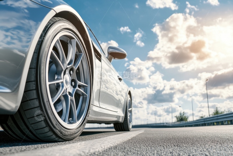 高清大图下载【趣麦麦图】马路上行驶的汽车轮胎特写