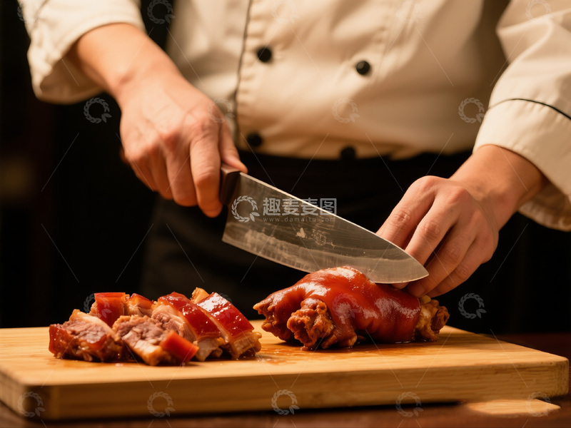 高清大图下载【趣麦麦图】案板切肉美食图