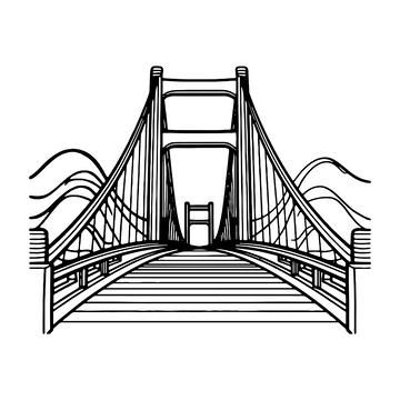 城市桥梁简约线稿