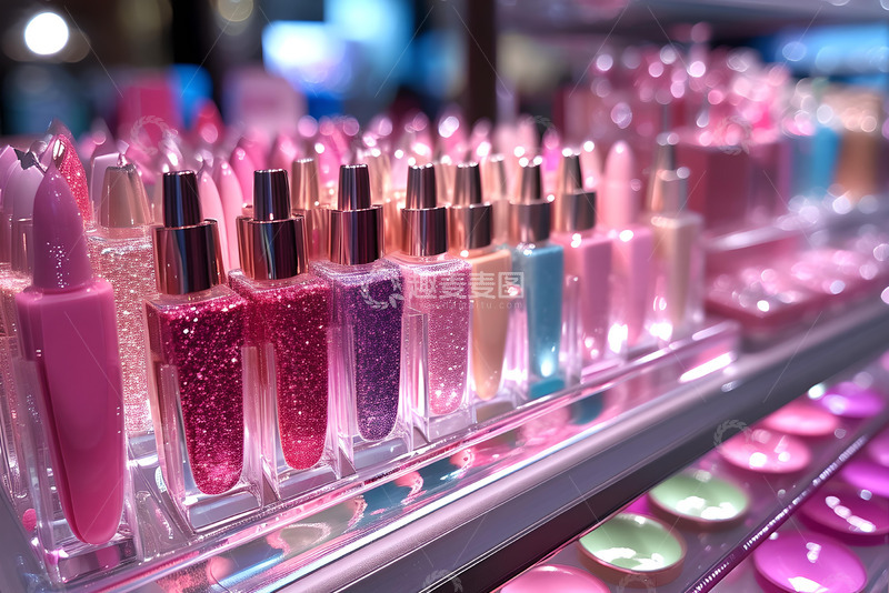 高清大图下载【趣麦麦图】化妆台上各种颜色的指甲油_4