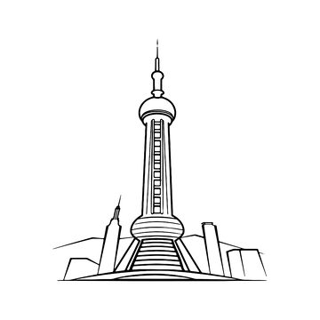 城市地标建筑线稿